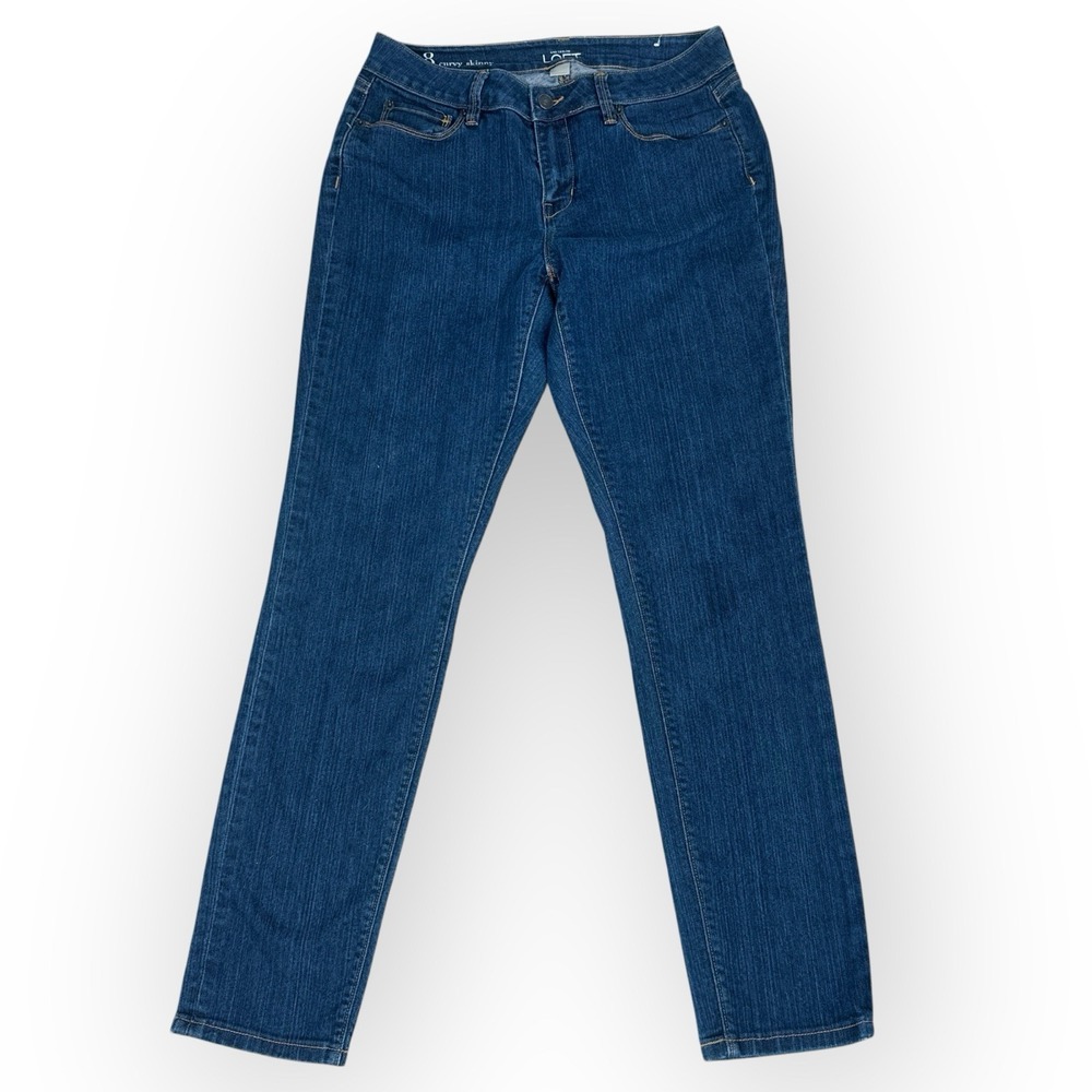 Ann Taylor Loft Jeans Size 8 Curvy Skinny Dark Wash Denim Mid Rise Stretch